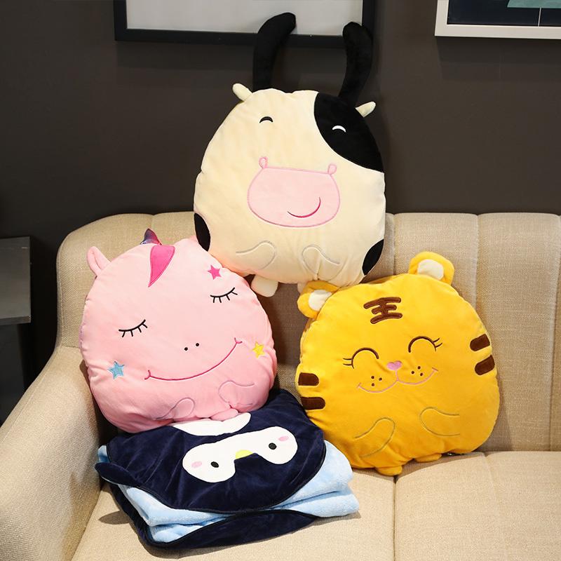 1 Cái 40*36Cm Hoạt Hình Hình Thú Nhồi Bông Gối Nhung Sáng Tạo Sang Trọng Không Khí-Tình Trạng Ngủ Trưa Chăn 2 trong 1 Đệm Trẻ Em Quà Tặng