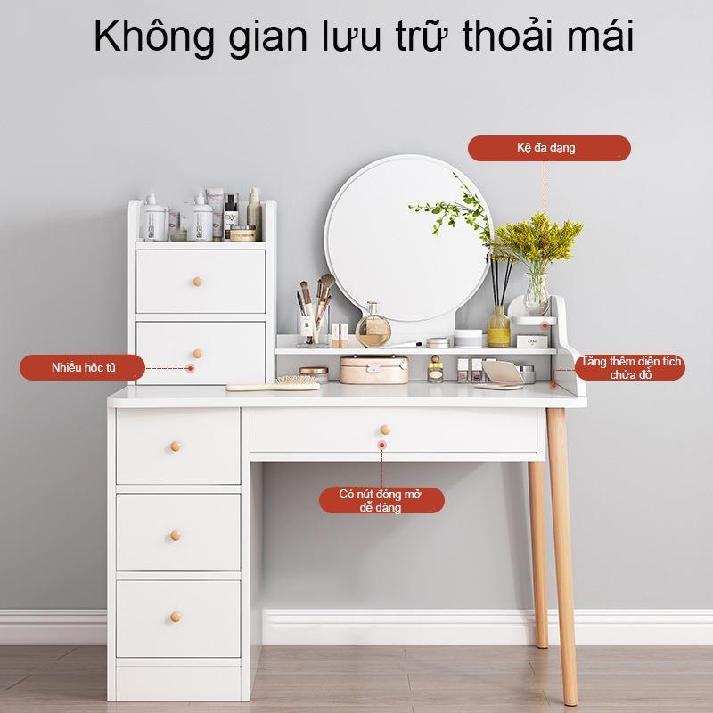 Bàn trang điểm, bàn phấn kèm gương tích hợp đèn LED kèm nút cảm ứng thông minh và ngăn kéo để đồ tện lợi