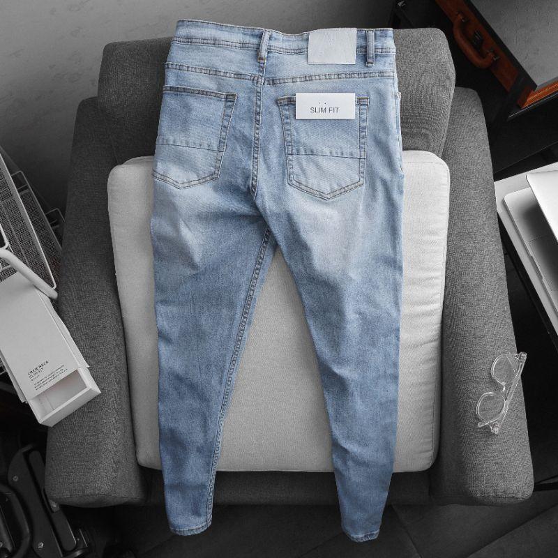 Quần jean nam cao cấp ống ôm slim fit xuất xịn co giãn