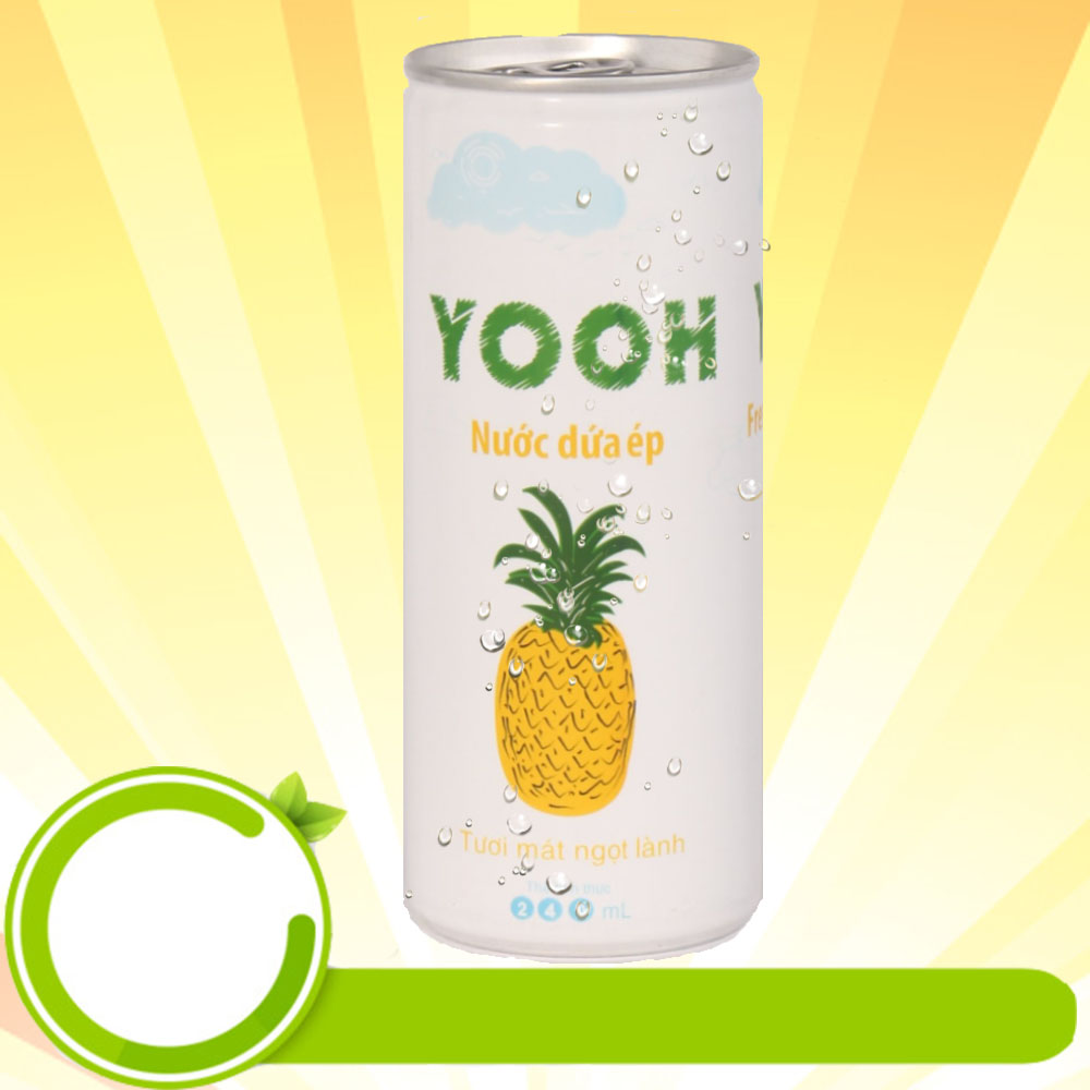 Nước ép Dứa từ trái cây tươi YOOH- Lốc 6 lon giúp giải khát mát & bổ sung các vi chất cần thiết cho cơ thể