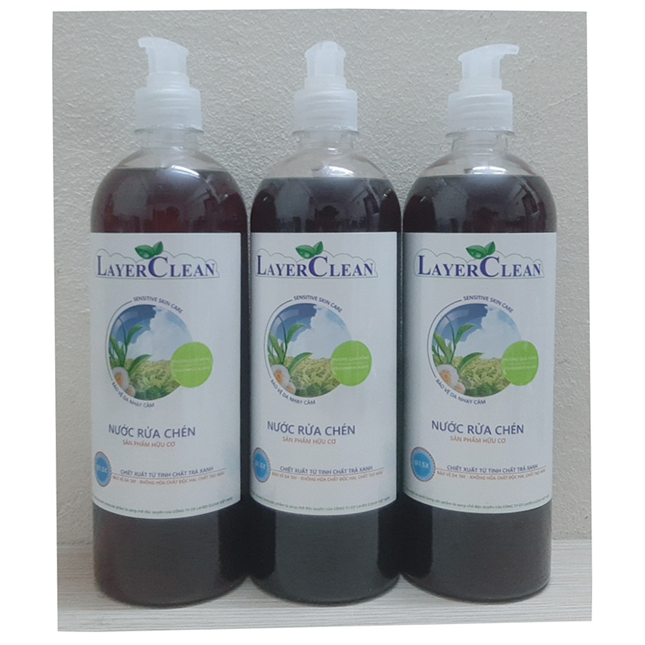 ComBo 3 Chai Nước Rửa Chén Hữu Cơ Layer Clean - Hương Qủa Hồng, Thể Tích: 800ml