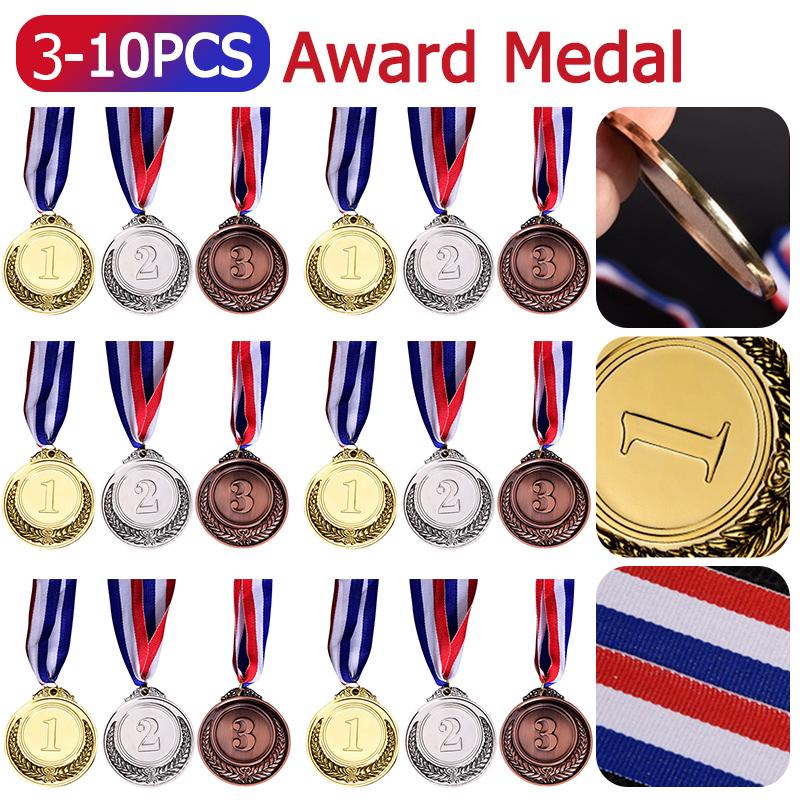 3-10PC Vàng Bạc Giải Đồng Huy Chương Phần Thưởng Khuyến Khích Huy Hiệu Các Cuộc Thi Giải Thưởng Ngoài Trời Trò Chơi Trẻ Em Đồ Chơi Người Chiến Thắng Quà Tặng Lưu Niệm Color: 3pc Copper