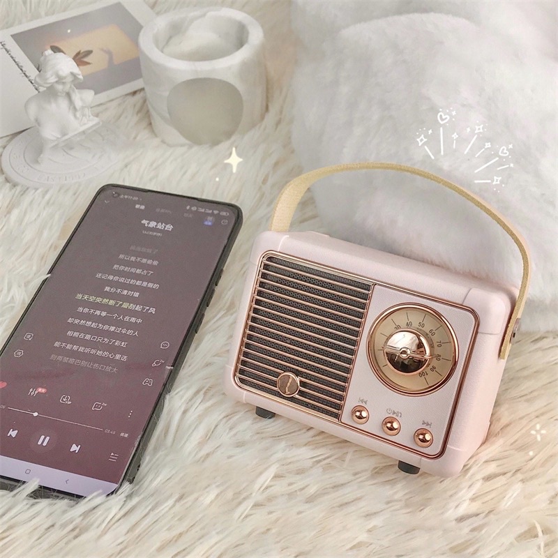 Loa Bluetooth mini vintage phong cách Retro nhiều màu - Loa Bluetooth nhỏ gọn xách tay nghe nhạc cực chất, to rõ mang theo người được