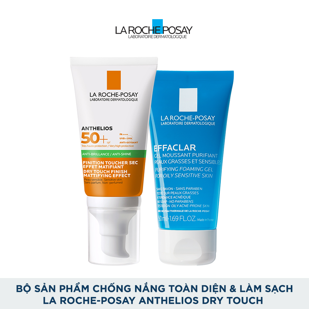 Bộ sản phẩm chống nắng toàn diện và làm sạch La Roche-Posay Anthelios Dry Touch