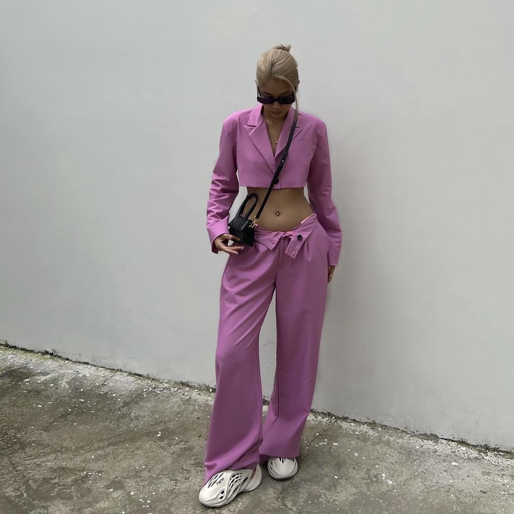 TATICHU - Cotton Wide Leg Long Pants - Quần tây ống rộng form dài