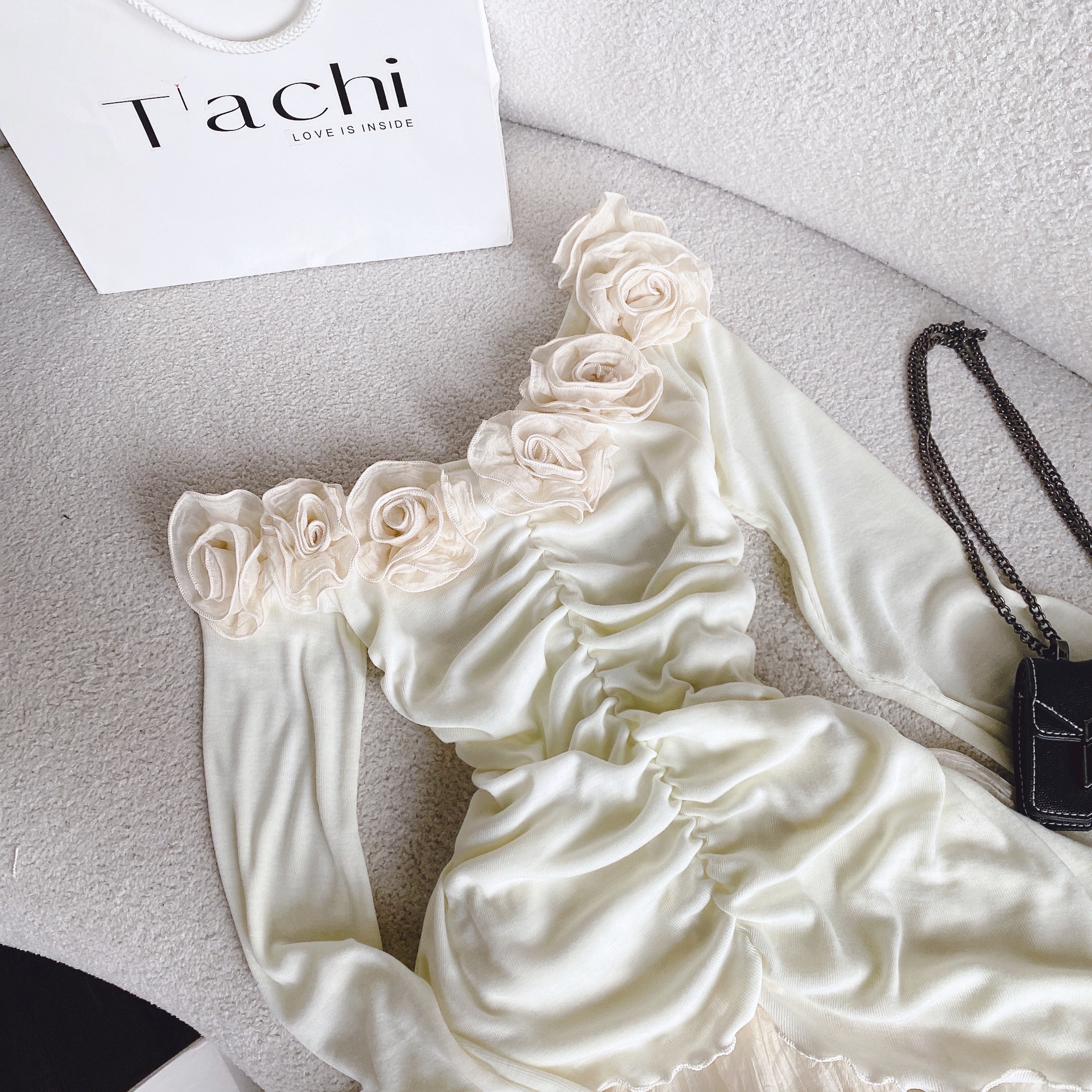 ĐẦM SET ÁO TRỄ VAI ÔM BODY TAY DÀI + CHÂN VÁY NGẮN LƯNG CAO CHỮ A ĐI CHƠI ĐI TIỆC NOEL DẠO PHỐ ĐI BIỂN