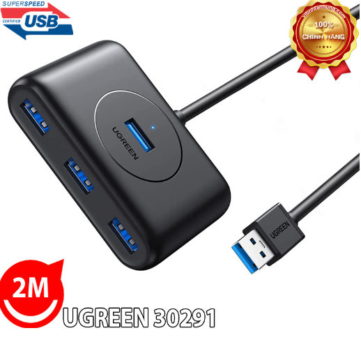 Hub USB 4 Cổng Ugreen 30291  (Dây dài 2m) - Hàng Chính Hãng