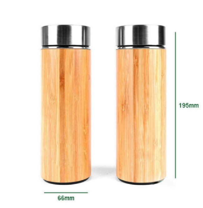 Bình Nước Giữ Nhiệt Lõi Inox Vỏ Gỗ Tre T7 Cao Cấp