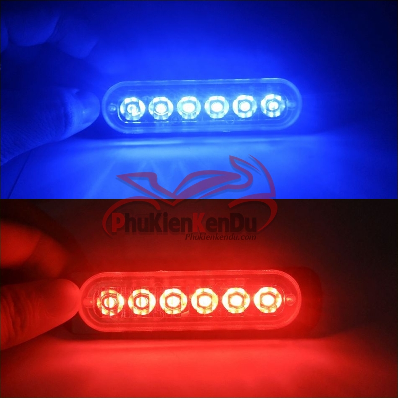 Đèn chớp police xanh đỏ 6 Led cao cấp 16 chế độ nháy cảnh sát vỏ nhôm CNC 12V-24V - DXZ
