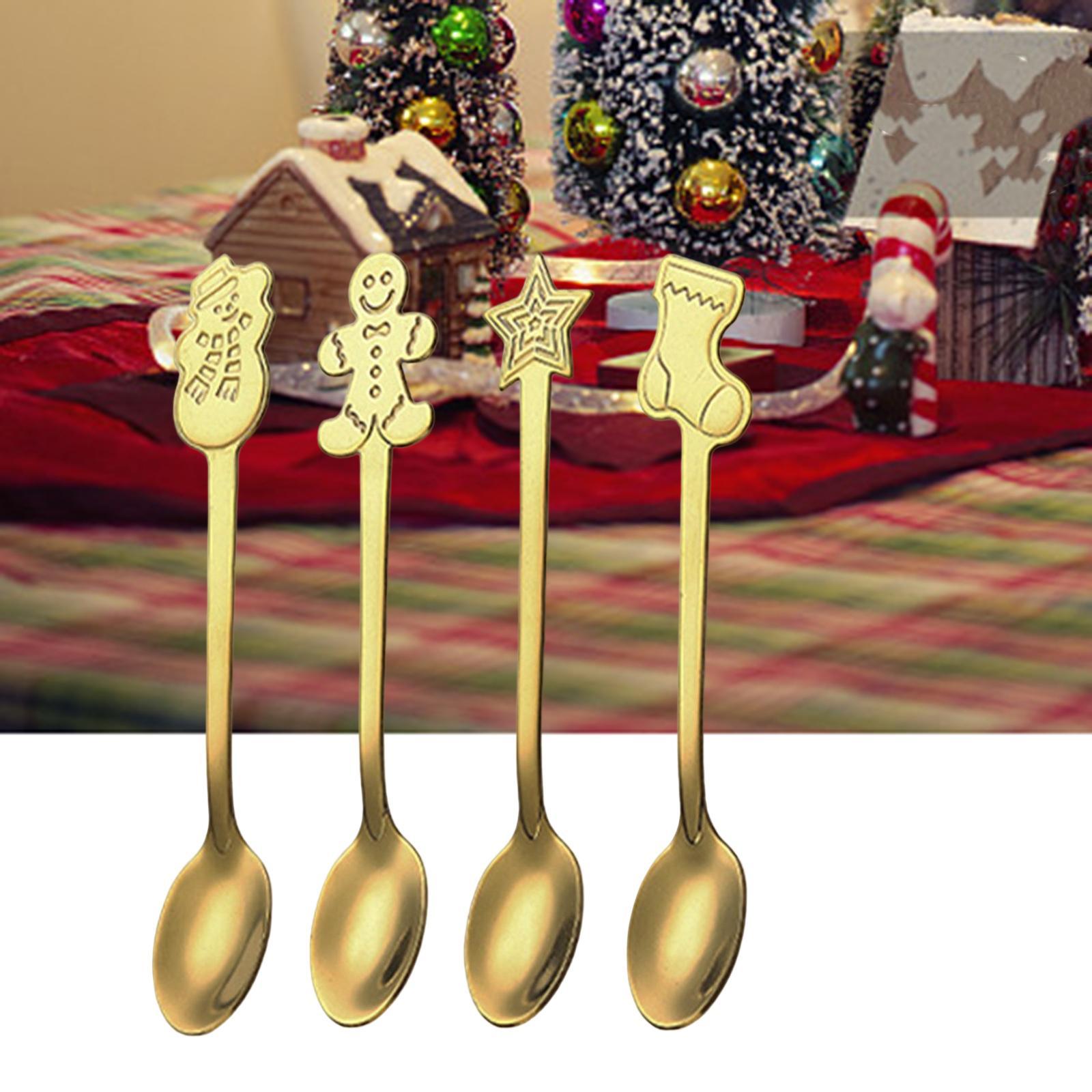 4x Mini Coffee Spoons Stainless Steel Spoon for Cafe Room Dessert