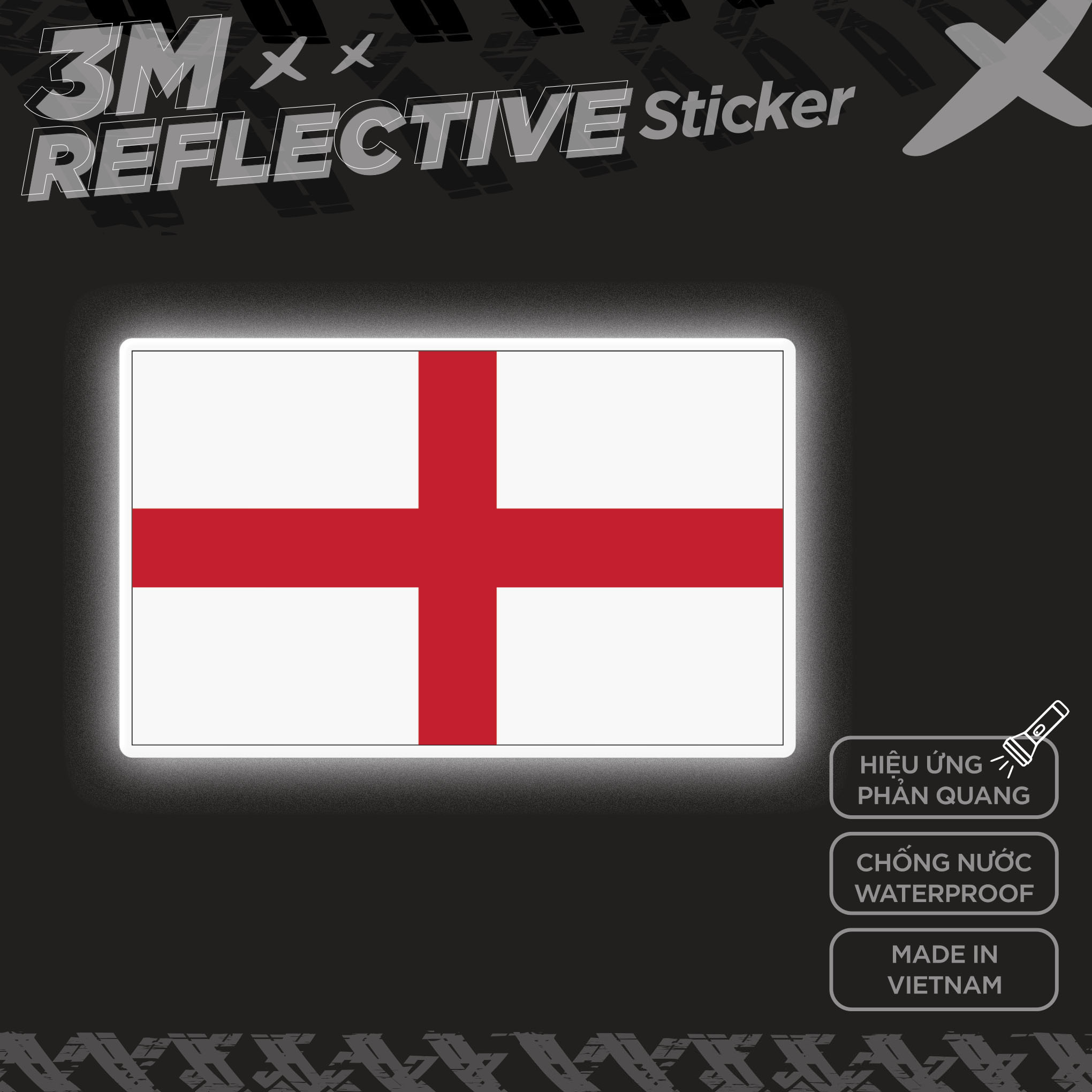 ENGLAND FLAG 3M - Reflective Sticker Die-cut Hình dán phản quang thương hiệu STICKER FACTORY