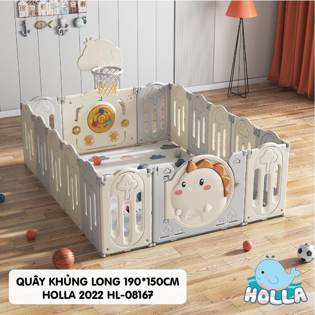 Bộ Quây Cũi Nhựa Trơn Kèm Đồ Chơi Holla Khủng Long HL-08166 cho bé size 190*190cm - Tặng kèm thảm và bóng mẫu 2023