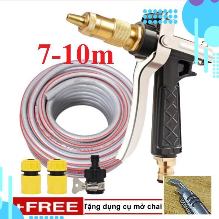 Bộ dây vòi xịt ️bơm nước phun sương️ , tăng áp 3 lần, loại 7m, 10m 206236 đầu đồng,cút,nối đen + mở chai