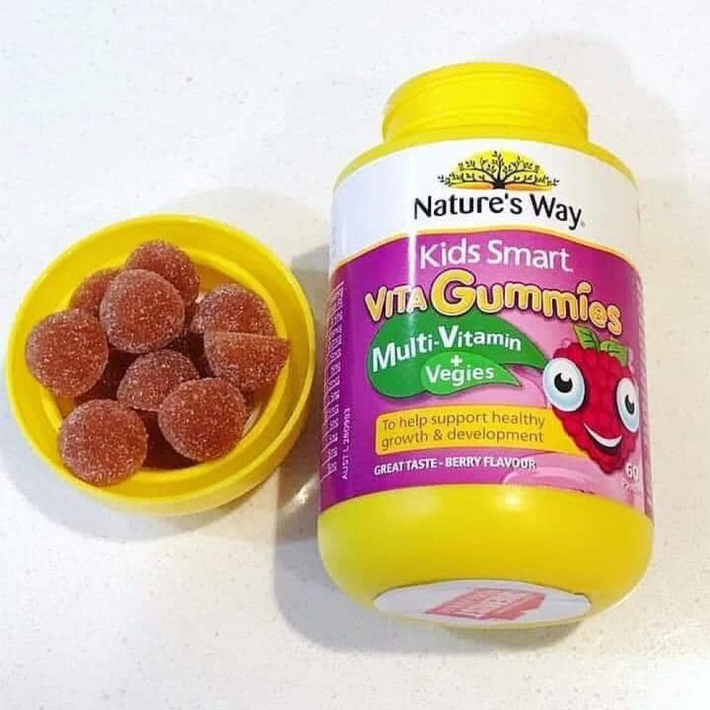 Kẹo dẻo bổ sung Multi Vitamin và rau củ cho bé - Gum Nature's Way Kids Smart Multivitamin + Vegies Nature's Way Kids Smart hộp 60 viên