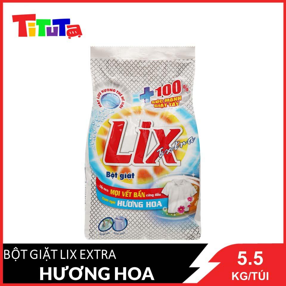 Bột Giặt Lix Extra Hương Hoa 6Kg EB006 - Tẩy Sạch Vết Bẩn Cực Mạnh