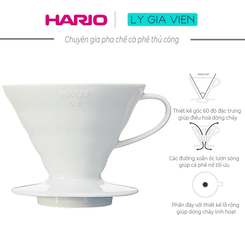 Phễu Pha Cà Phê Gốm Sứ Hario V60 Coffee Dripper