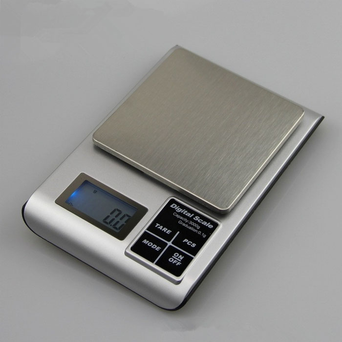 Cân điện tử mini để bàn nhà bếp có khay đựng để đồ tải trọng tối đa 3kg/0.1g độ chính xác cao, chức năng trừ bì tiện lợi 5kw