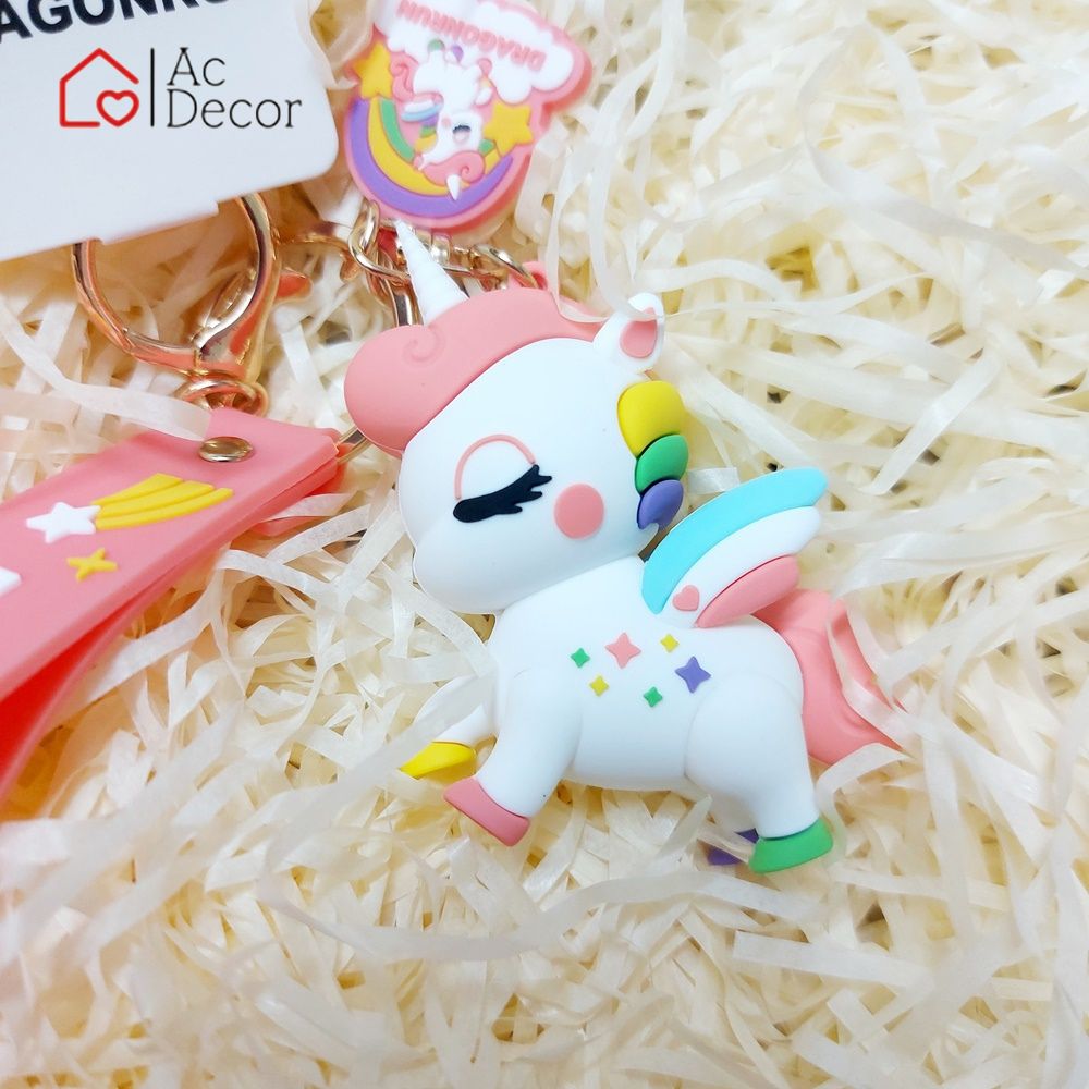 Móc Khóa Kỳ Lân Unicorn Trắng Hồng, Xanh Ngọc / Móc Khóa Ô Tô, Xe Máy Cao Cấp Siêu Đẹp