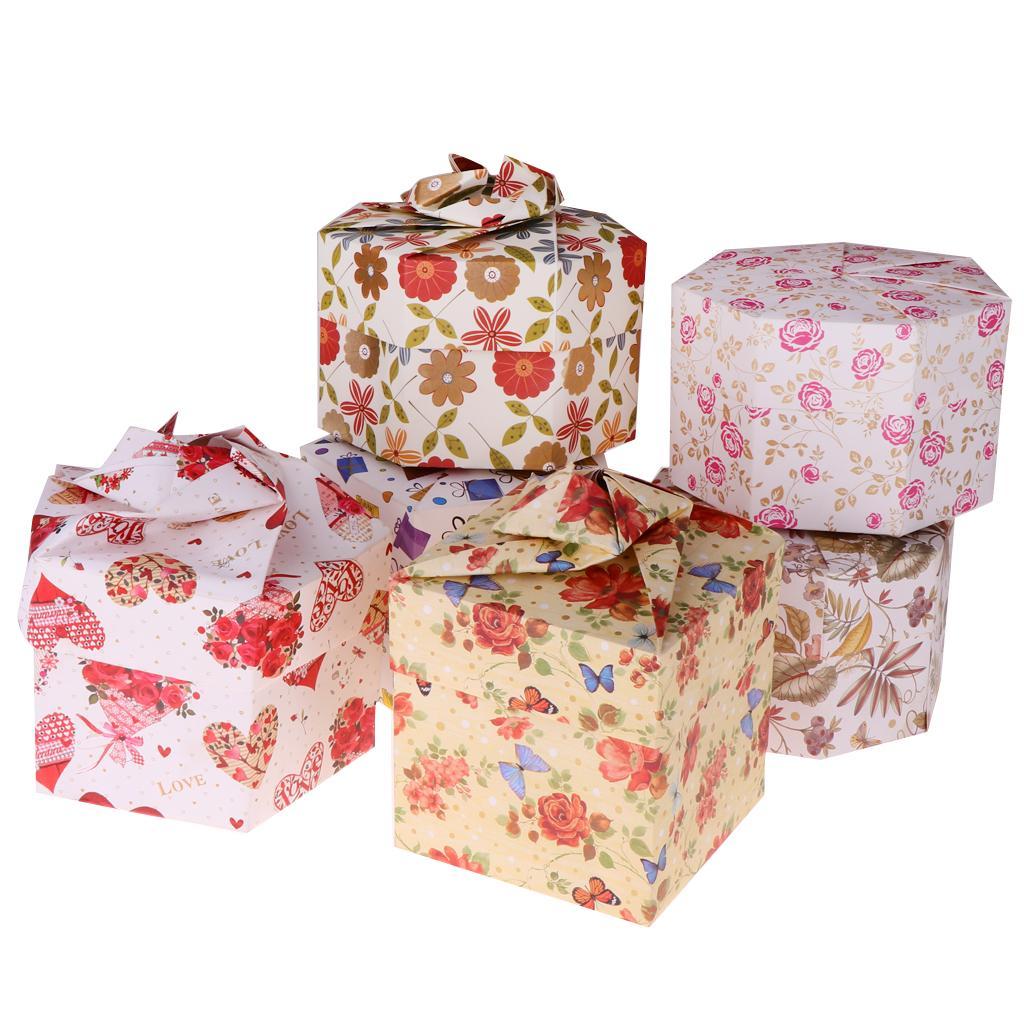 3 Pieces Flower Folding Paper Box Candy Present Gift Box Gift Packaging Box