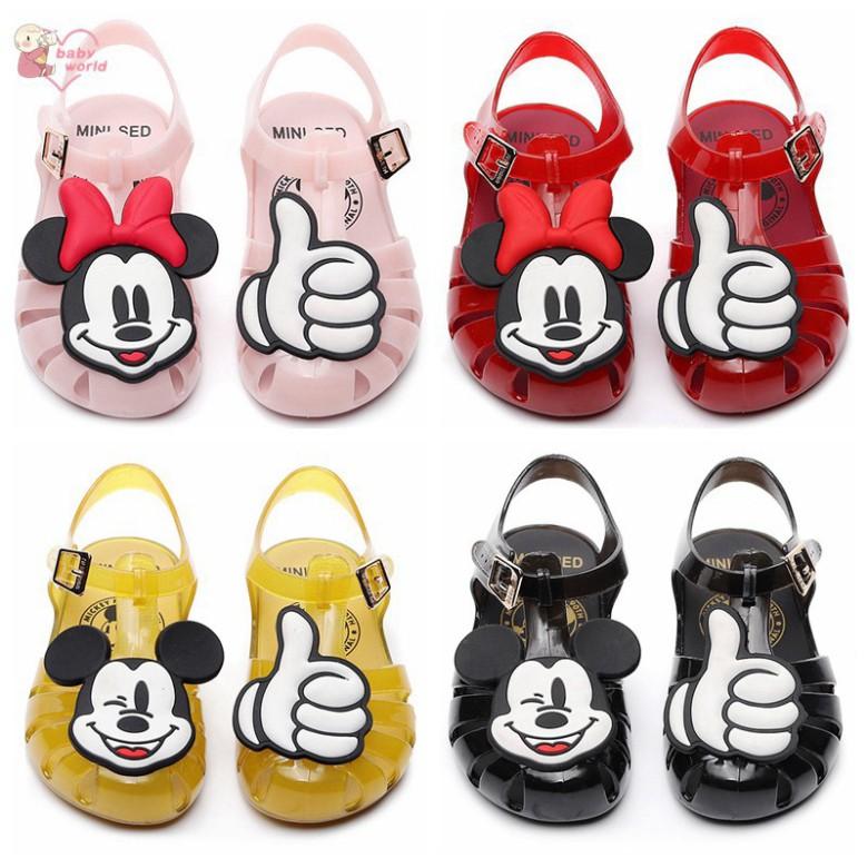 Giày nhựa mềm chống trượt hình chuột Mickey xinh xắn cho bé gái