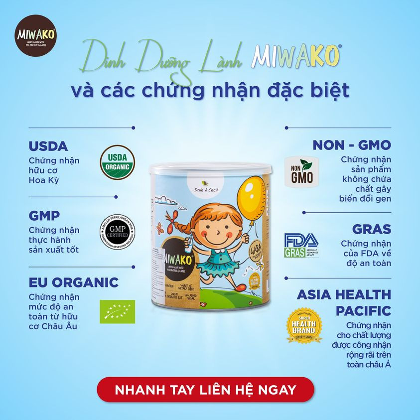 Combo 2 Hộp Sữa Hạt Miwako A+ Vị Vani &amp; Vị Gạo Hộp 700g Nhập Khẩu Malaysia, Sữa Hữu Cơ Cho Bé Từ 1 Tuổi Dị Ứng Đạm Bò Chậm Nói Giúp Phát Triển Trí Não Chiều Cao