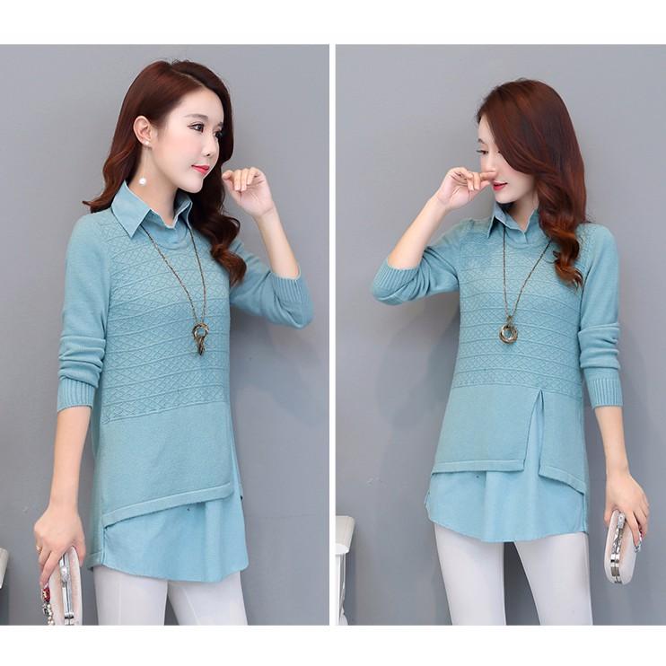 Áo len phối cổ thời trang