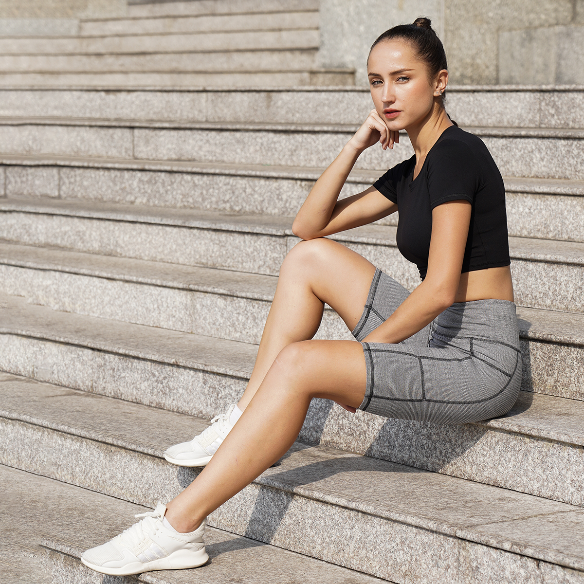 Áo tập Yoga Áo Gym Croptop có tay cho nữ Thiết kế cao cấp Hibi Sports Mã CR807
