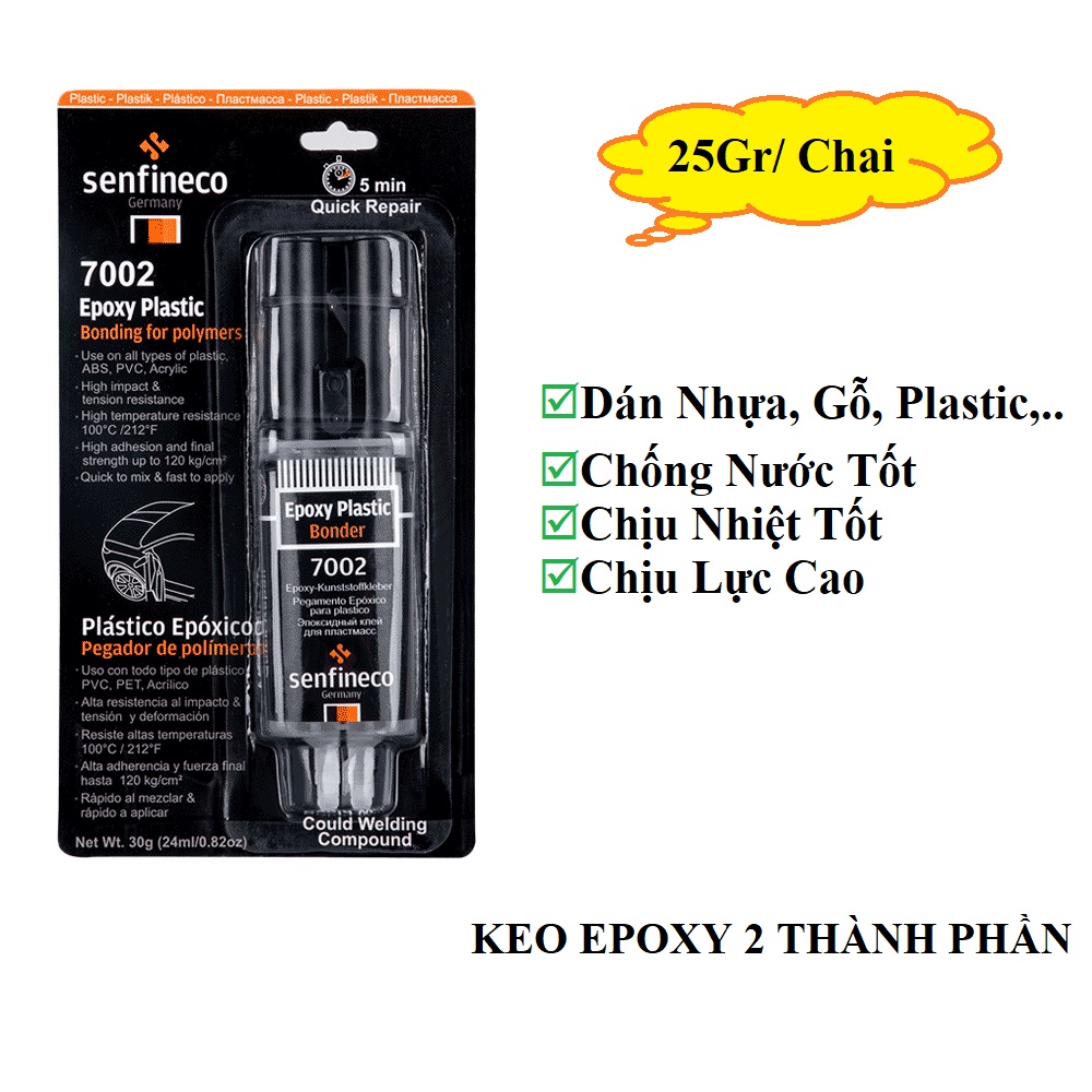 Keo Dán Nhựa Hai Thành Phần SENFINECO 7002 Epoxy  Plastic Bonde 25 Gram/ Chai – HÀNG CHÍNH HÃNG