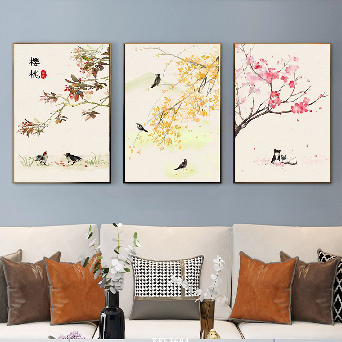Tranh Bộ 3 Canvas Đẹp - Tranh Những Bông Hoa Nghệ Thuật Decor Không Gian Cafe