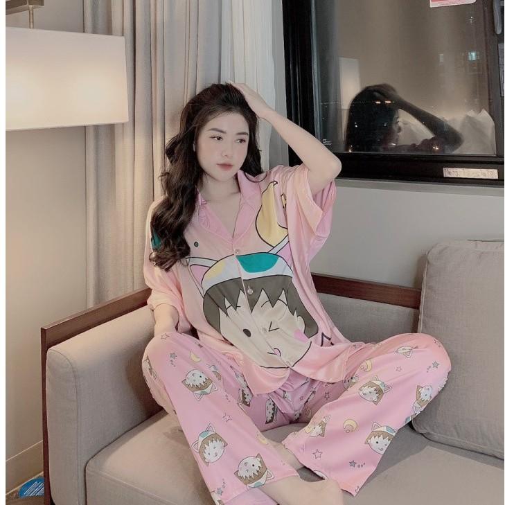 PIjAMA TAY DƠI HOẠT HÌNH XINH XẮN, CHẤT LIỆU LỤA LATIN CAO CẤP, PHONG CÁCH TIỂU THƯ