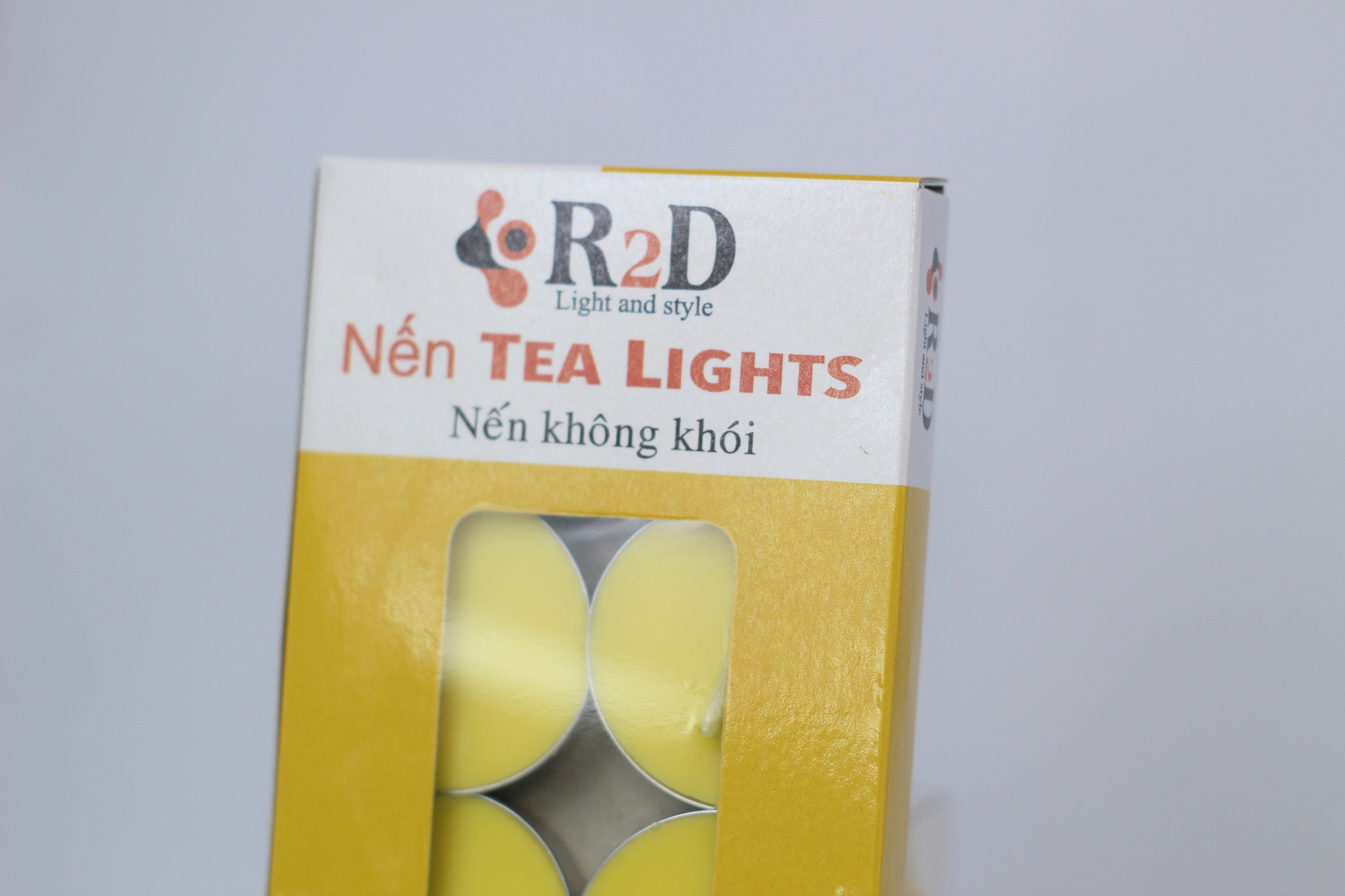Nến tealight 10 viên không khói không mùi R2D màu vàng dùng cho đèn xông tinh dầu
