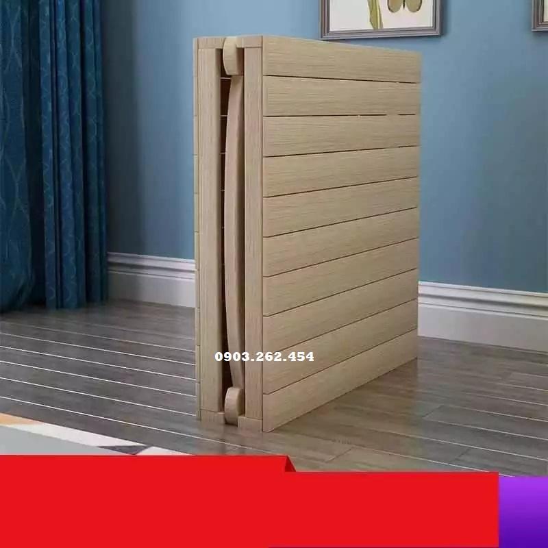 Giường ngủ - giường ngủ gỗ thông gấp gọn, kích thước ngang 80cm, 100cm, 120cm, 150cm, tặng kèm đệm, gối - Re0555