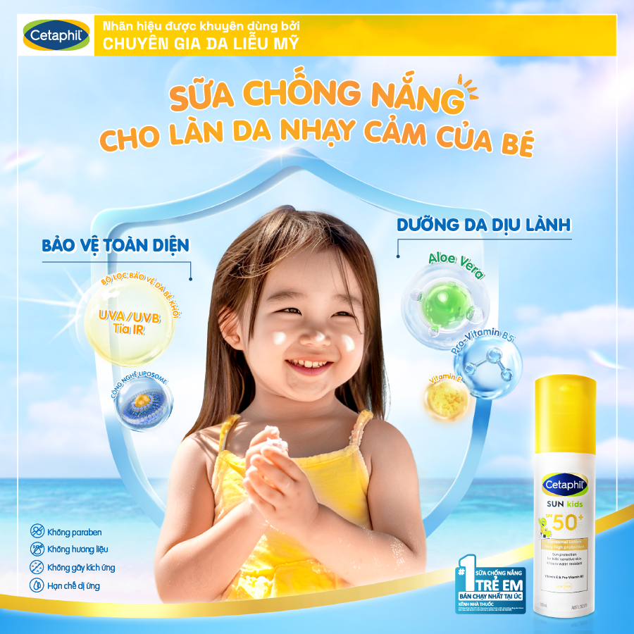 Sữa chống nắng dịu lành cho làn da nhạy cảm của bé CETAPHIL BABY SUN KIDS 150ML