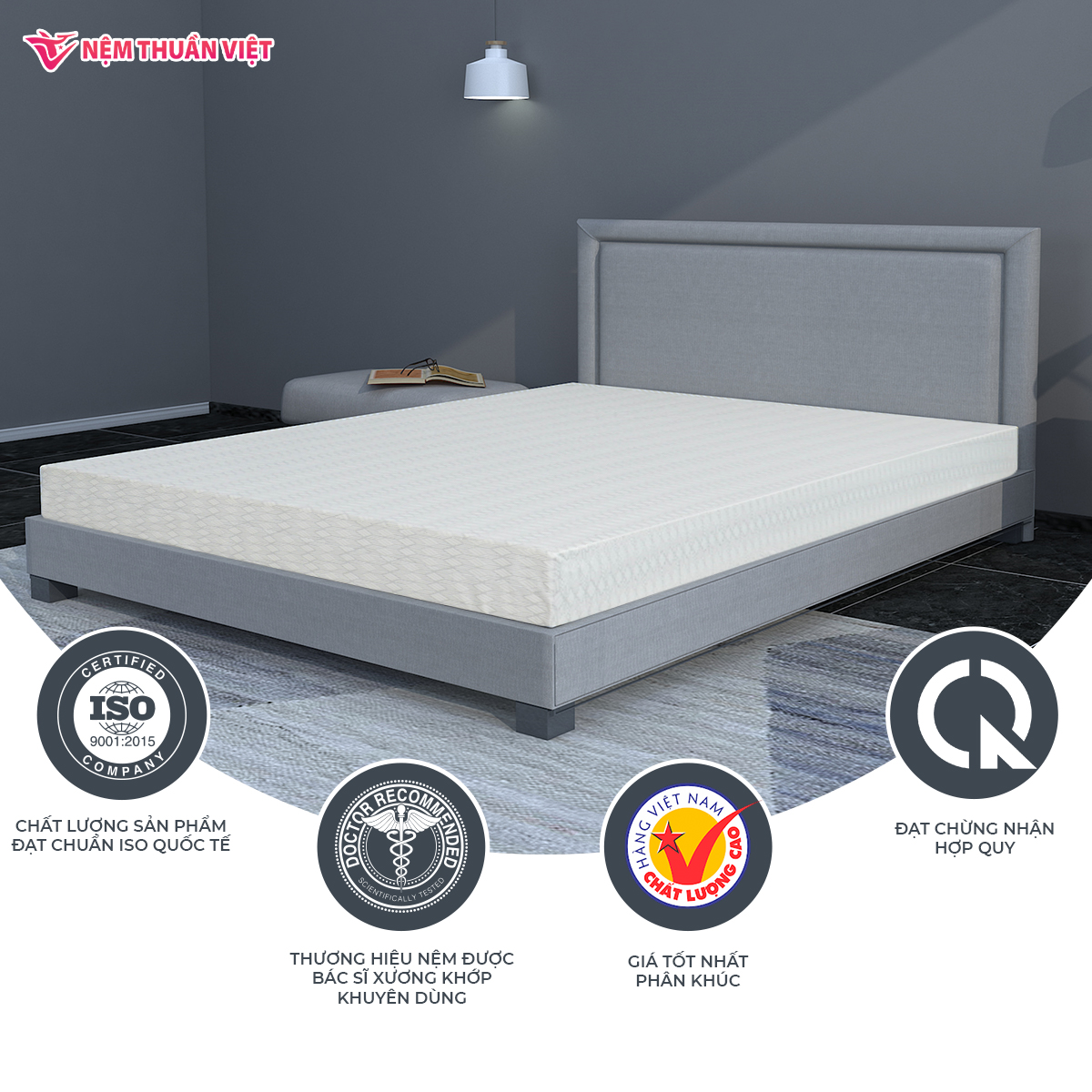 Nệm Foam Cao Cấp Thuần Việt Platinum Công Nghệ Hoa Kỳ, Kháng Khuẩn Tối Ưu