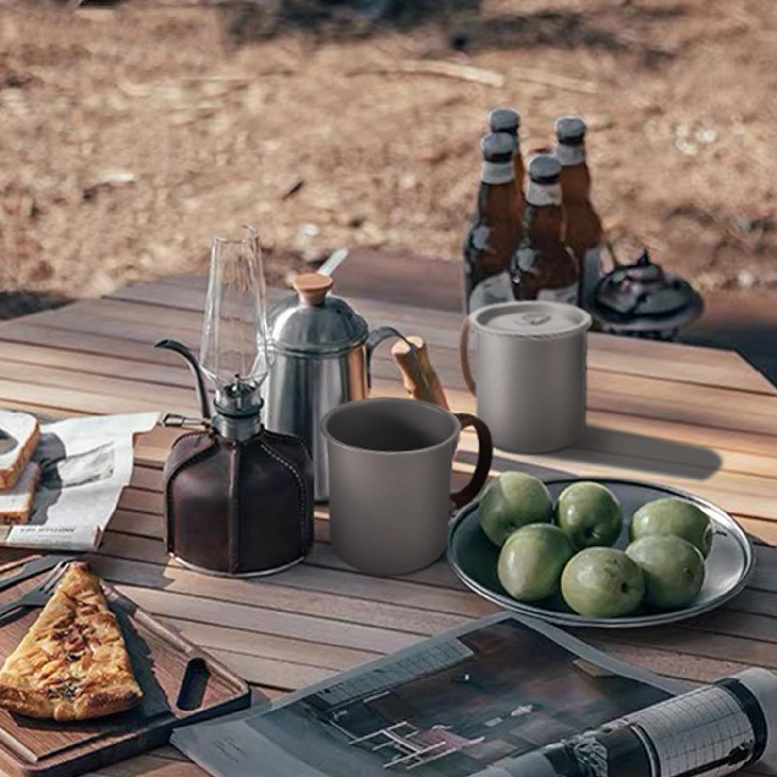 Ultralight 450ml Titanium Coffee Cup Tea Cup Water Mug with Foldable Handles for Home Outdoor Camping & Picnic