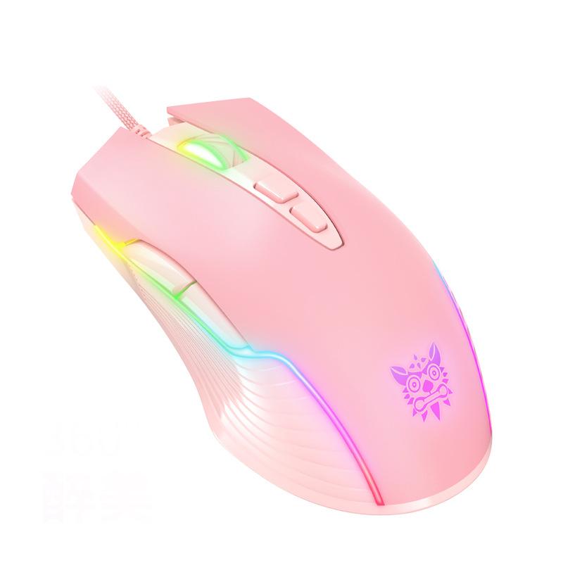 Mới Cô Gái Hồng Chuột Chơi Game Có Dây Trò Chơi Cơ Khí Dễ Thương RGB Máy Tính Bé Gái Trái Tim