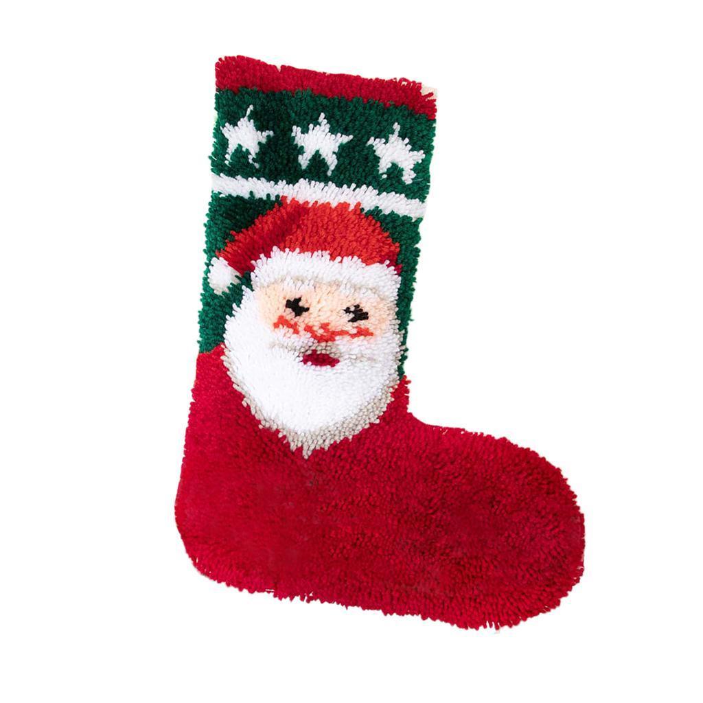 Santa Claus Socking Latch Hook Kit Embroidery Package DIY Carpet Cushion Rug