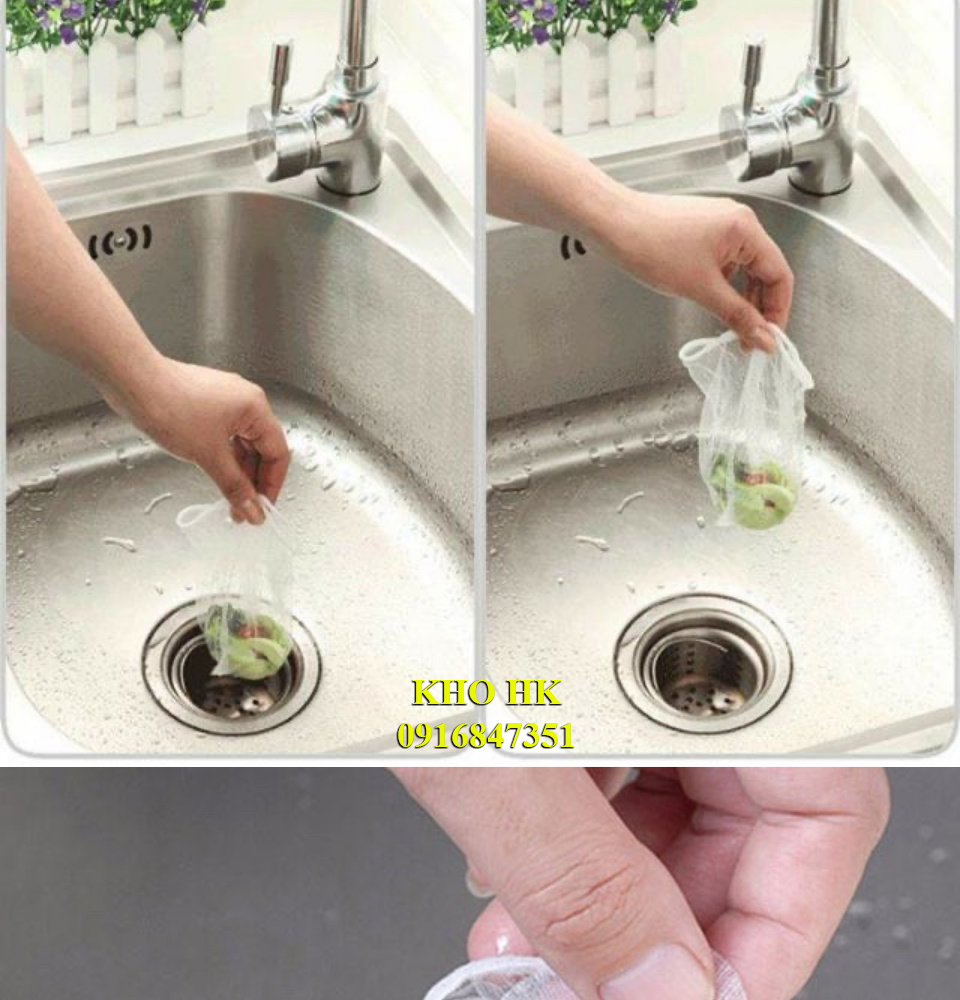 Túi Lọc Rác Thức ăn Bồn Rửa Chén Bát Thiết Kế Kiểu Lưới Siêu Dai Đầu Có Chun Co Giãn Chống Tắc Nghẽn Ống