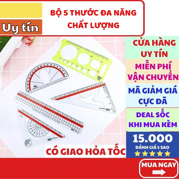 Bộ thước kẻ kỹ thuật 5 mẫu đa năng