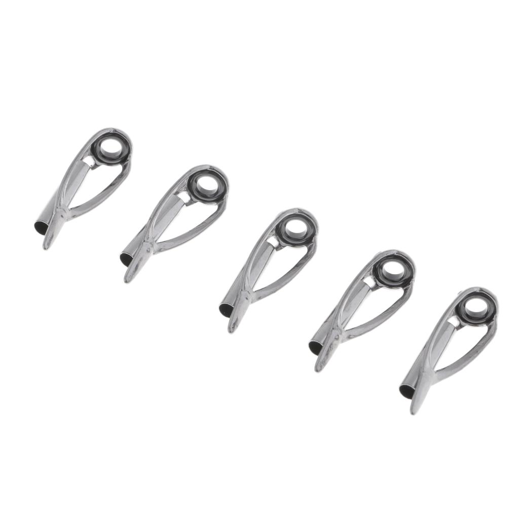5Pcs Stainless Steel Fishing Rod Guides Rod Repair Kit DIY Tips Rings