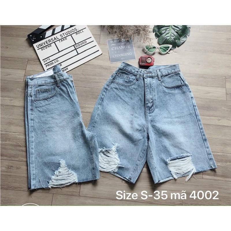Quần ngố jean nữ rách    Quần ngố jean nữ rách lưng cao size đại từ 40kg đến 80kg bigsize 2Kjean Ms4002