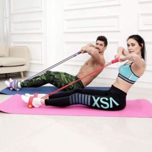 Dây kéo tập bụng tập gym có bàn đạp – Tặng thước dây – Giao màu ngẫu nhiên