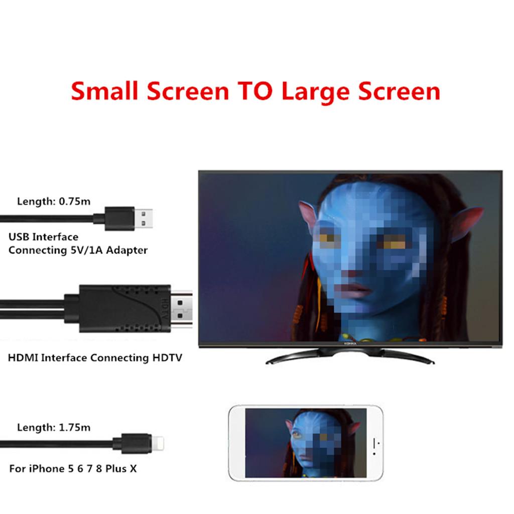 HDMI TV USB Cable Video Adapter Dongle Wire For iPhone 5 6 7 8 Plus X