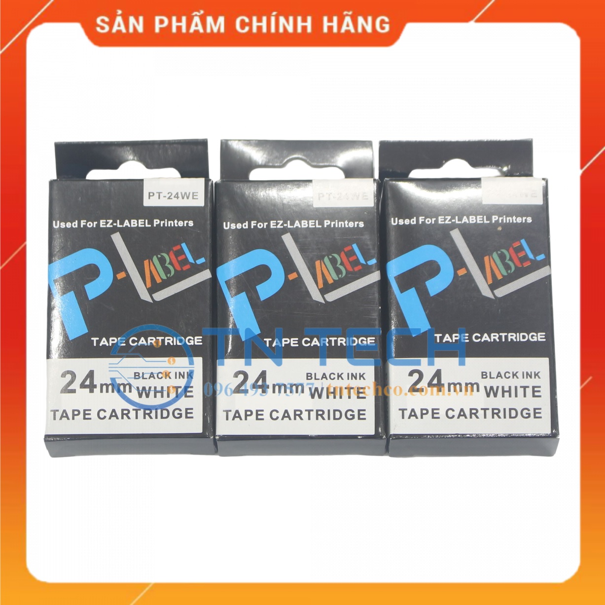 Nhãn in CASIO PT-24WE - Chữ đen nền trắng 24MM x 8M - Dùng cho máy in nhãn CASIO [Hàng nhập khẩu]