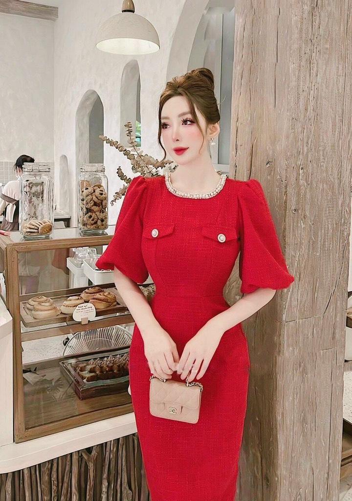 ĐẦM BODY DẠ VIỀN CỔ HẠT 14141