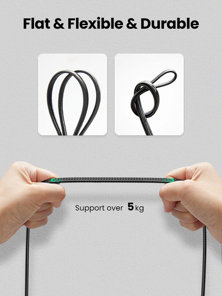 Ugreen UG40167NW189TK 20M cat7 Cáp mạng Lan dạng dây dẹp bọc dù Màu Đen - HÀNG CHÍNH HÃNG