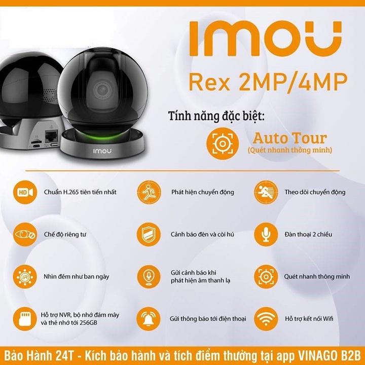 Camera IMOU Rex A46LP 4M Xoay 360 Độ- Đàm Thoại 2 Chiều-Báo Động Chống Trộm-Kèm Thẻ 64Gb-Hàng Chính Hãng