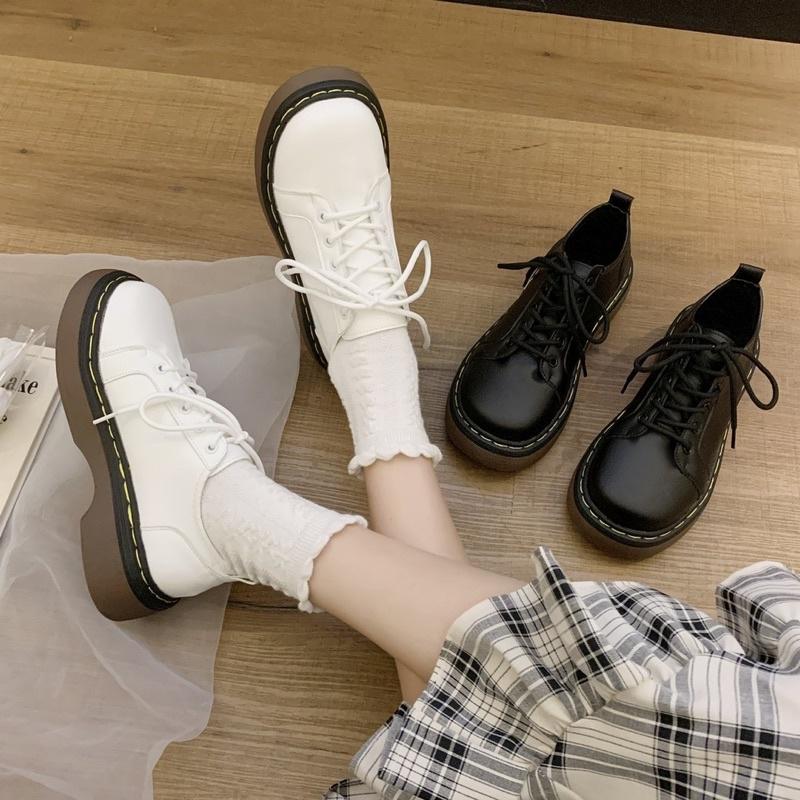 Giày Oxford đế dày Retro màu Trắng, Đen ( Size 35 - 39