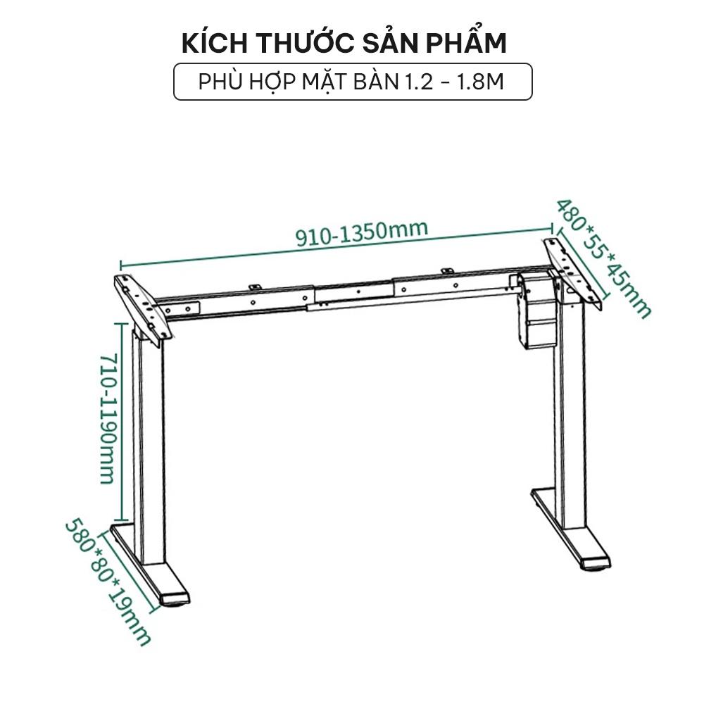 Chân bàn nâng hạ độ cao DESKI phù hợp mặt bàn 1m2-1m8