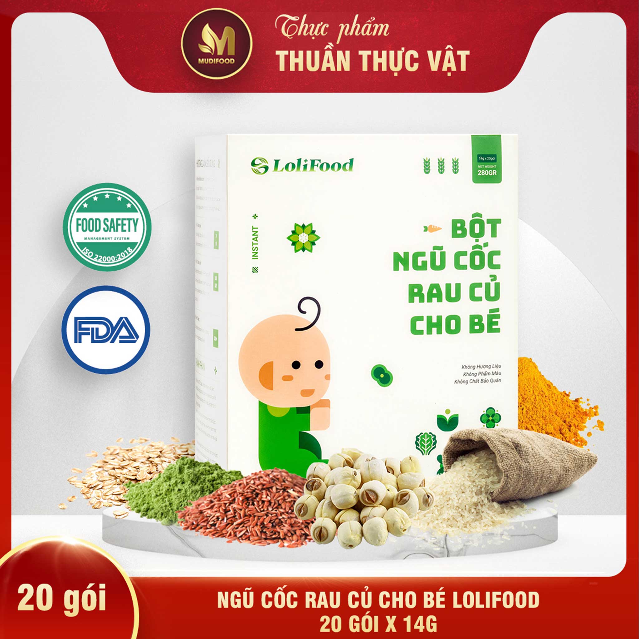 Bột Ngũ Cốc Rau Củ Cho Bé Gói Tiện Lợi - Hộp 280g